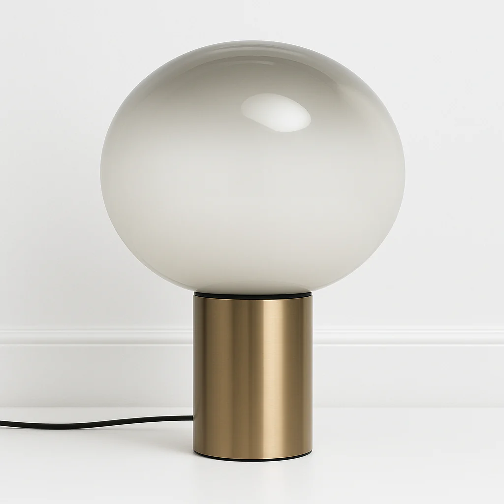 Luminária de Mesa Abajur Moderno Minimalista Vidro Metal Globo Laguna