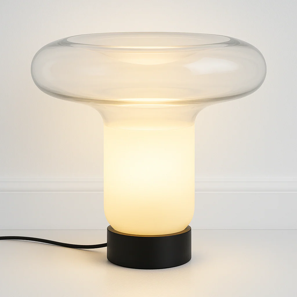 Luminária de Mesa Abajur Moderno Minimalista Vidro Metal Champ - Image 2