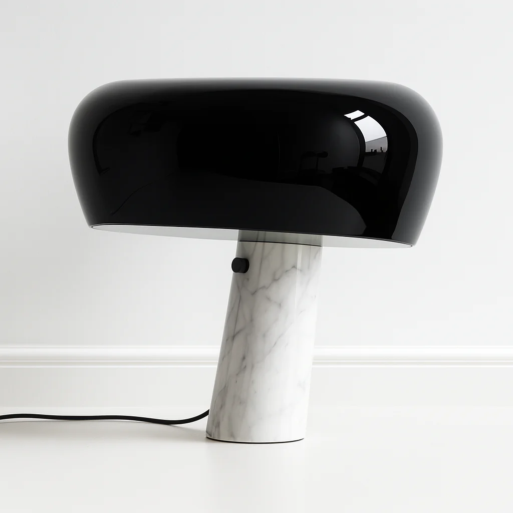 Luminária de Mesa Abajur Moderno Minimalista Mármore Carrara Metal Lunitte