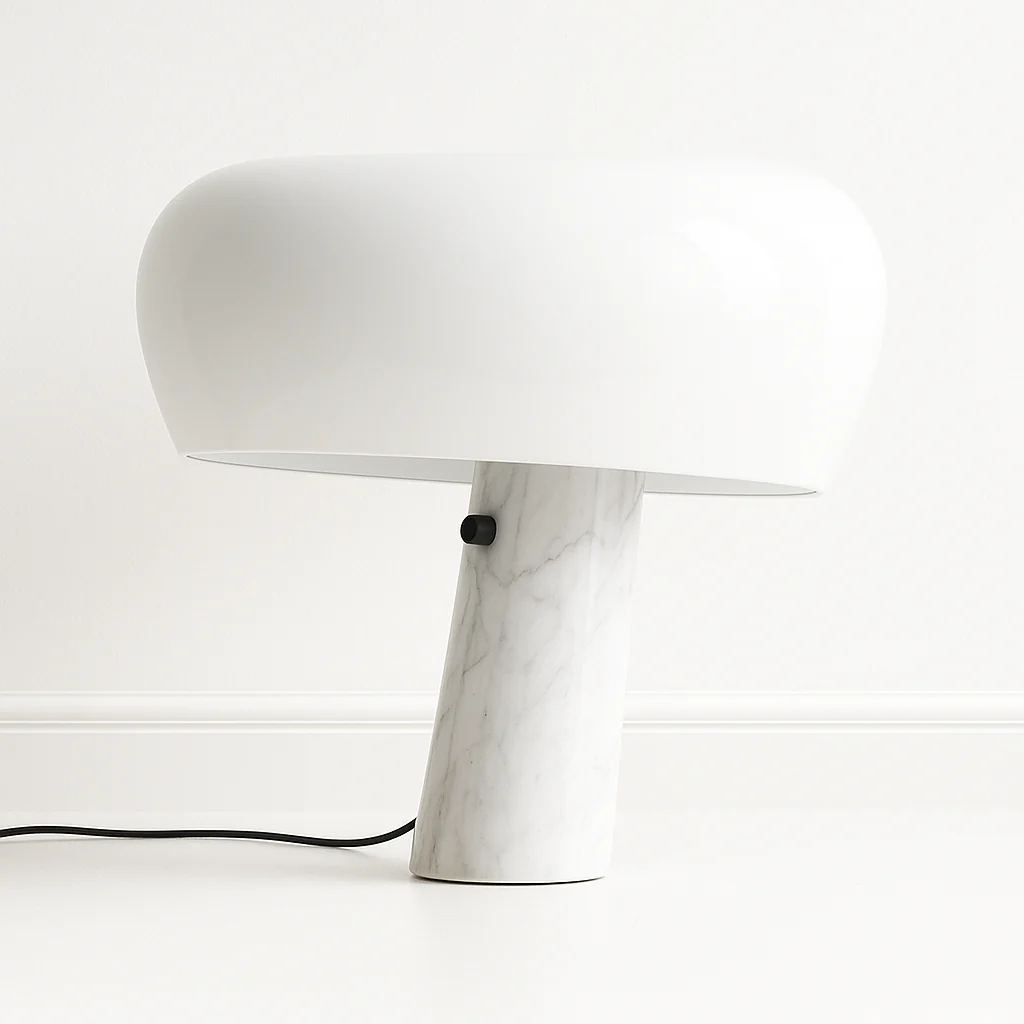 Luminária de Mesa Abajur Moderno Minimalista Mármore Carrara Metal Lunitte - Image 3