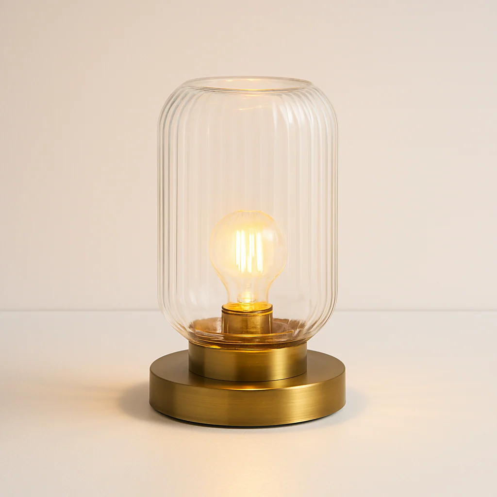 Luminária de Mesa Abajur Moderno Minimalista Vidro Metal Stock - Image 4