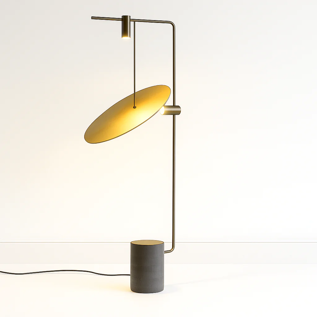 Luminária de Piso Coluna Moderna Minimalista Cimento Metal LED Drums