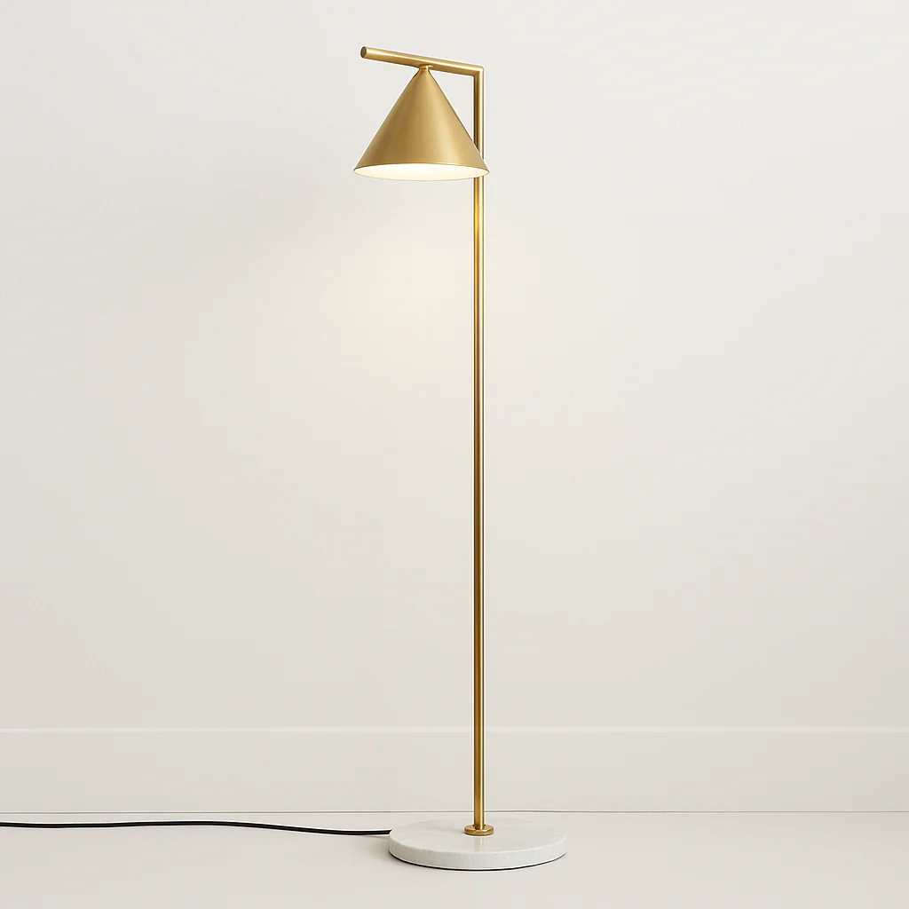 Luminária de Piso Coluna Moderna Minimalista Mármore Metal Cone - Image 2