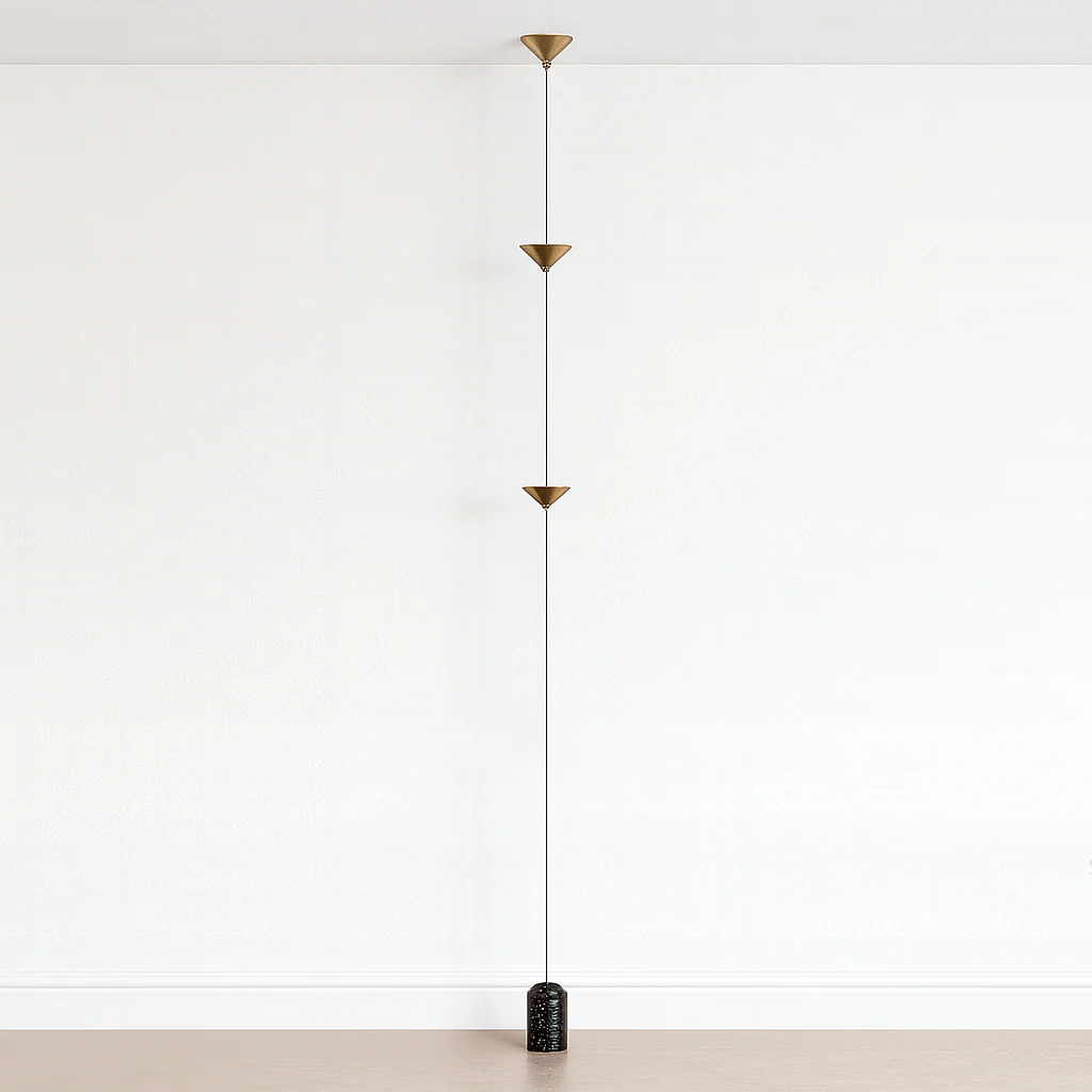 Luminária de Piso Coluna Moderna Minimalista Mármore Metal Preto LED Casvanie - Image 4