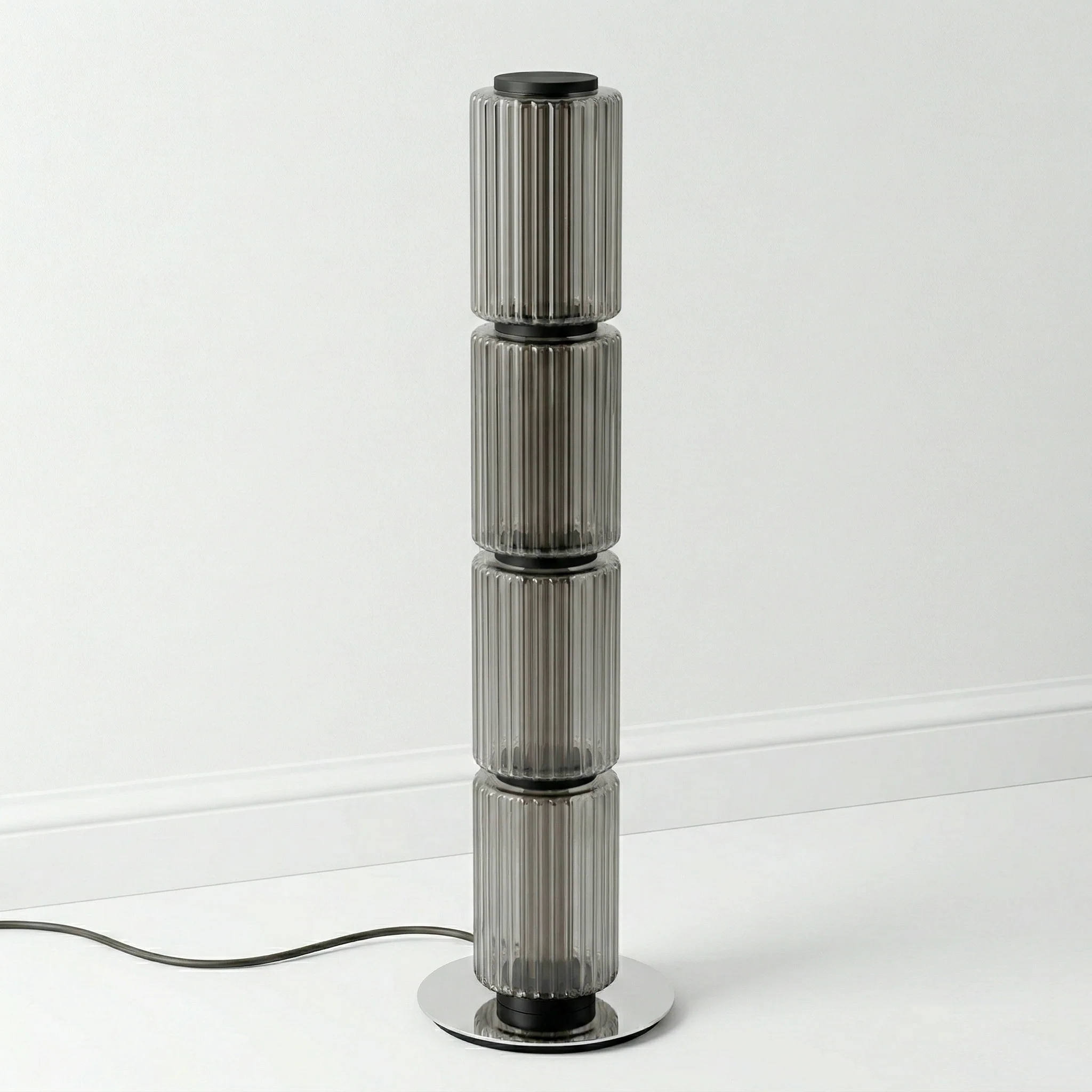 Luminária de Piso Coluna Moderna Minimalista Vidro Metal Grafite LED Column Eoisy - Image 3