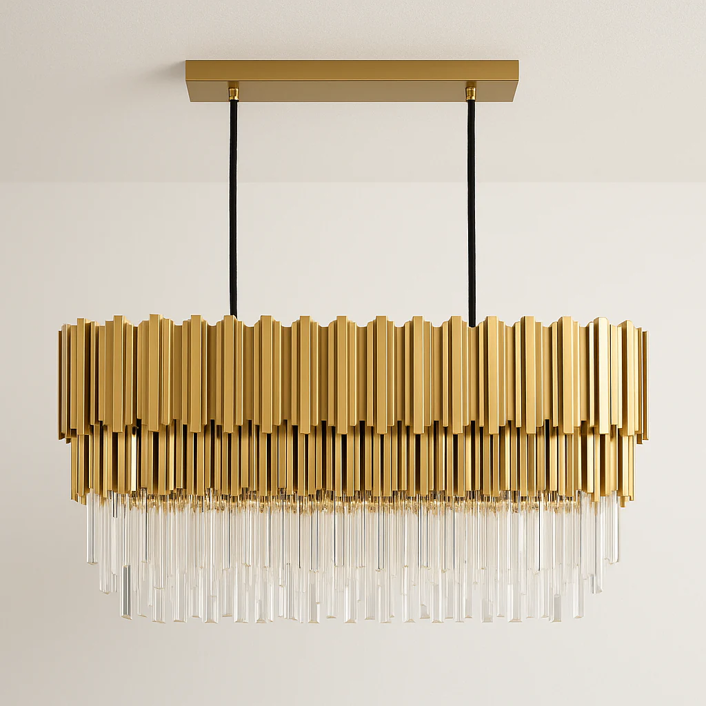 Luminária Pendente Moderno Clássico Vidro Metal Dourado Depth - Image 4