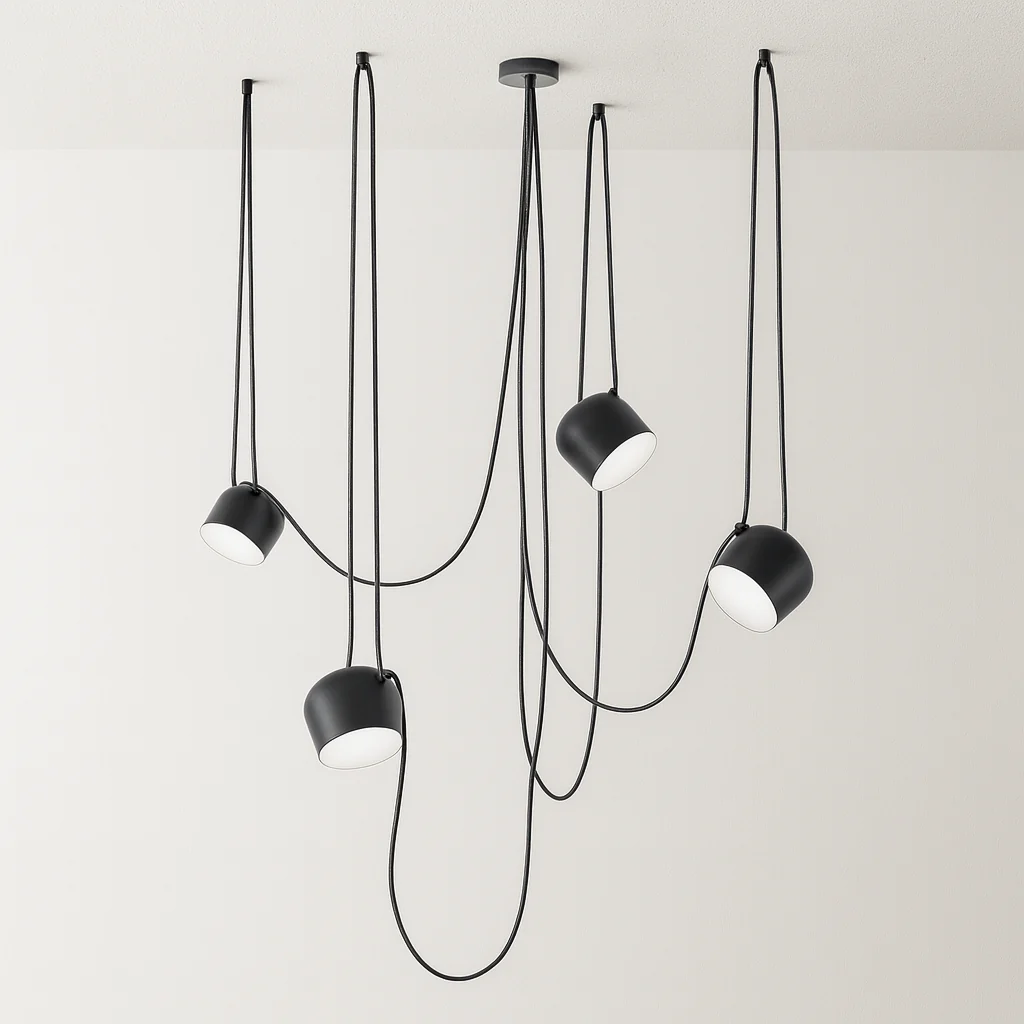 Luminária Pendente Articulado Moderno Minimalista Metal Preto Ø18cm