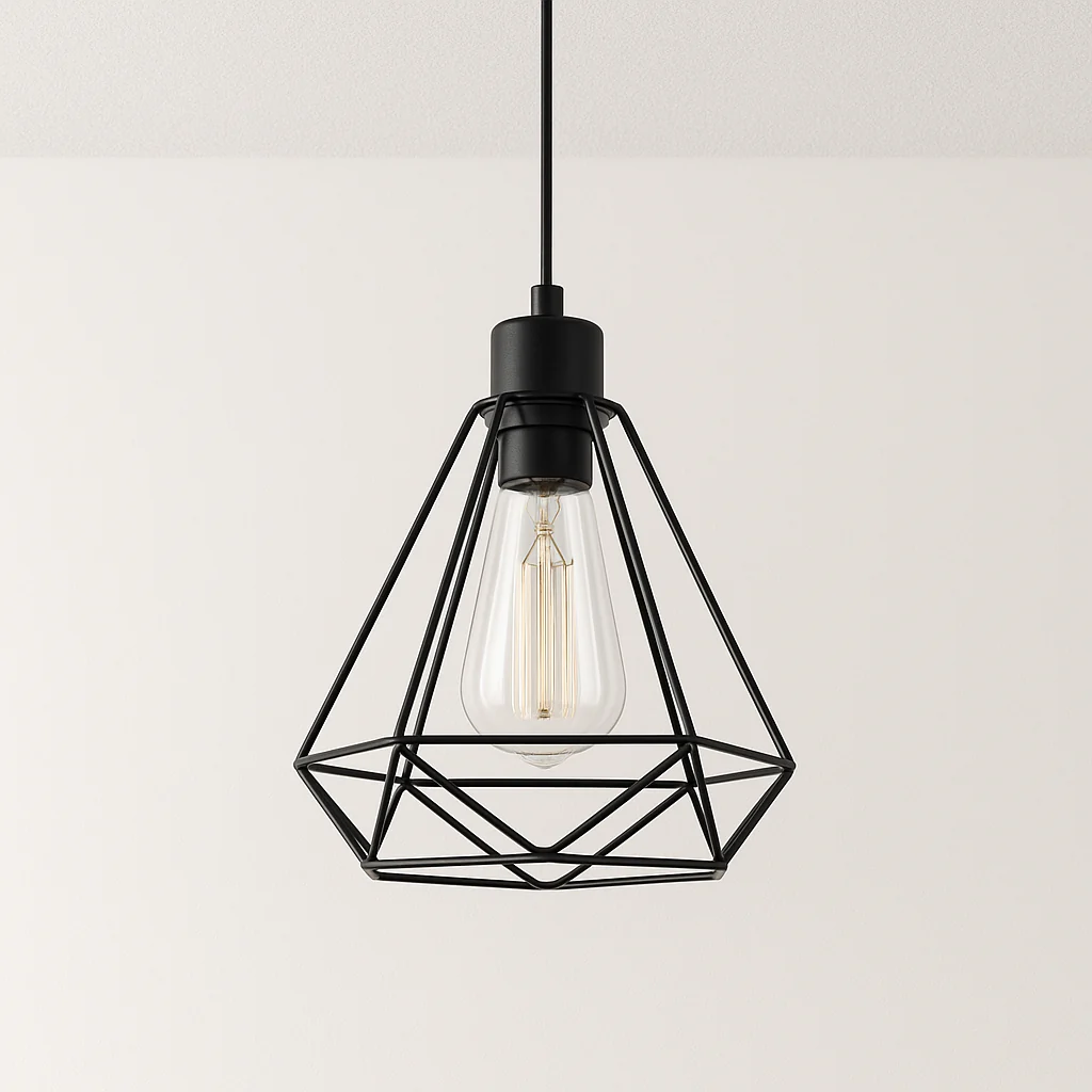 Luminária Pendente Industrial Retrô Vintage Metal Preto Aramado Simmy