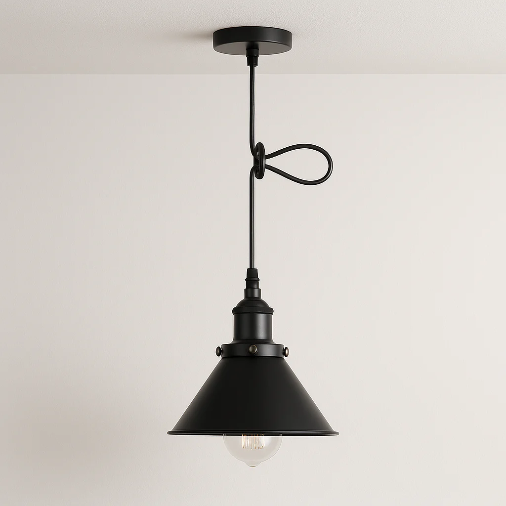 Luminária Pendente Industrial Retrô Vintage Metal Preto Loungy
