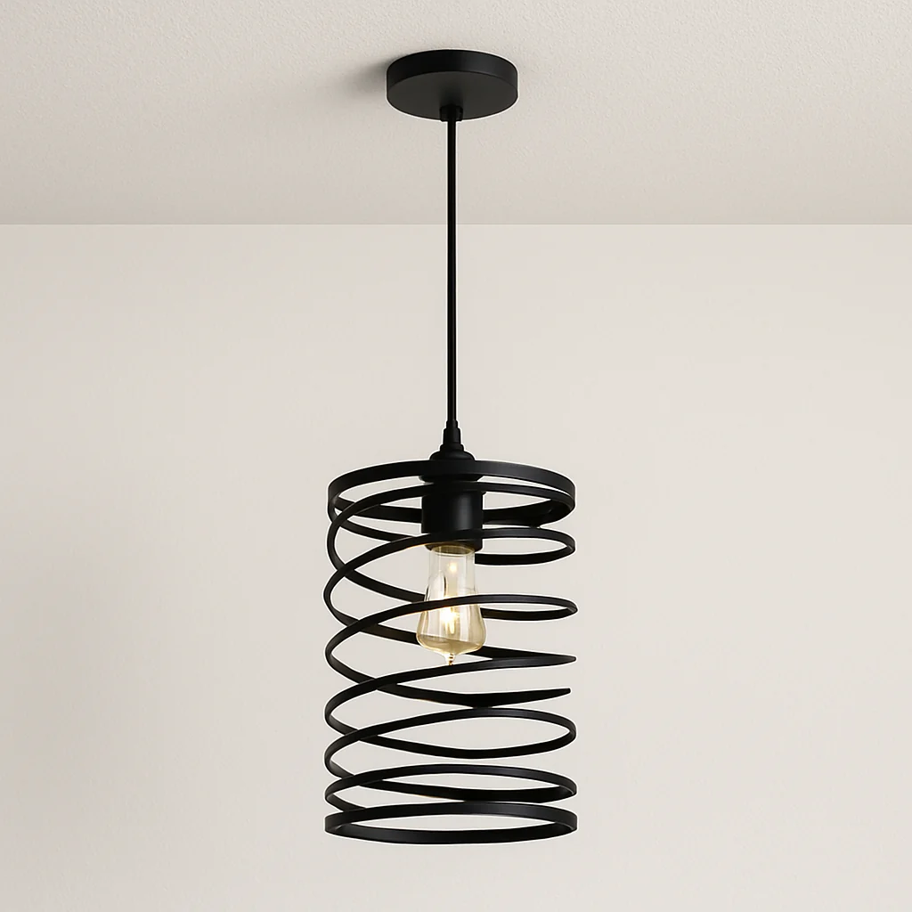 Luminária Pendente Industrial Retrô Vintage Metal Preto Turn