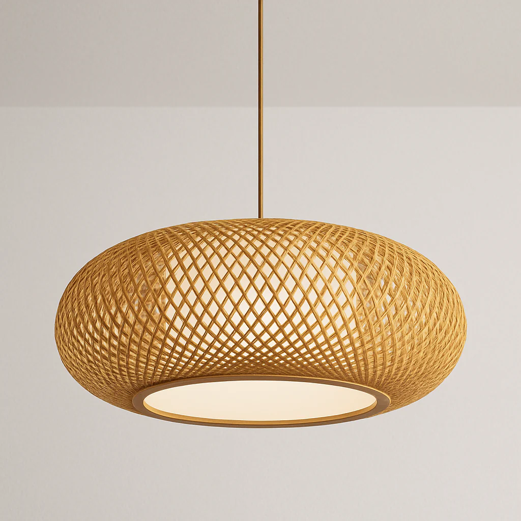 Luminária Pendente Moderno Minimalista Rústico Bambu Guatós