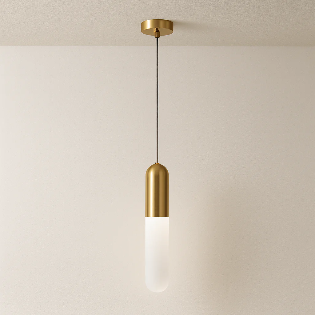Luminária Pendente Moderno Minimalista Metal Dourado LED Pill - Image 3