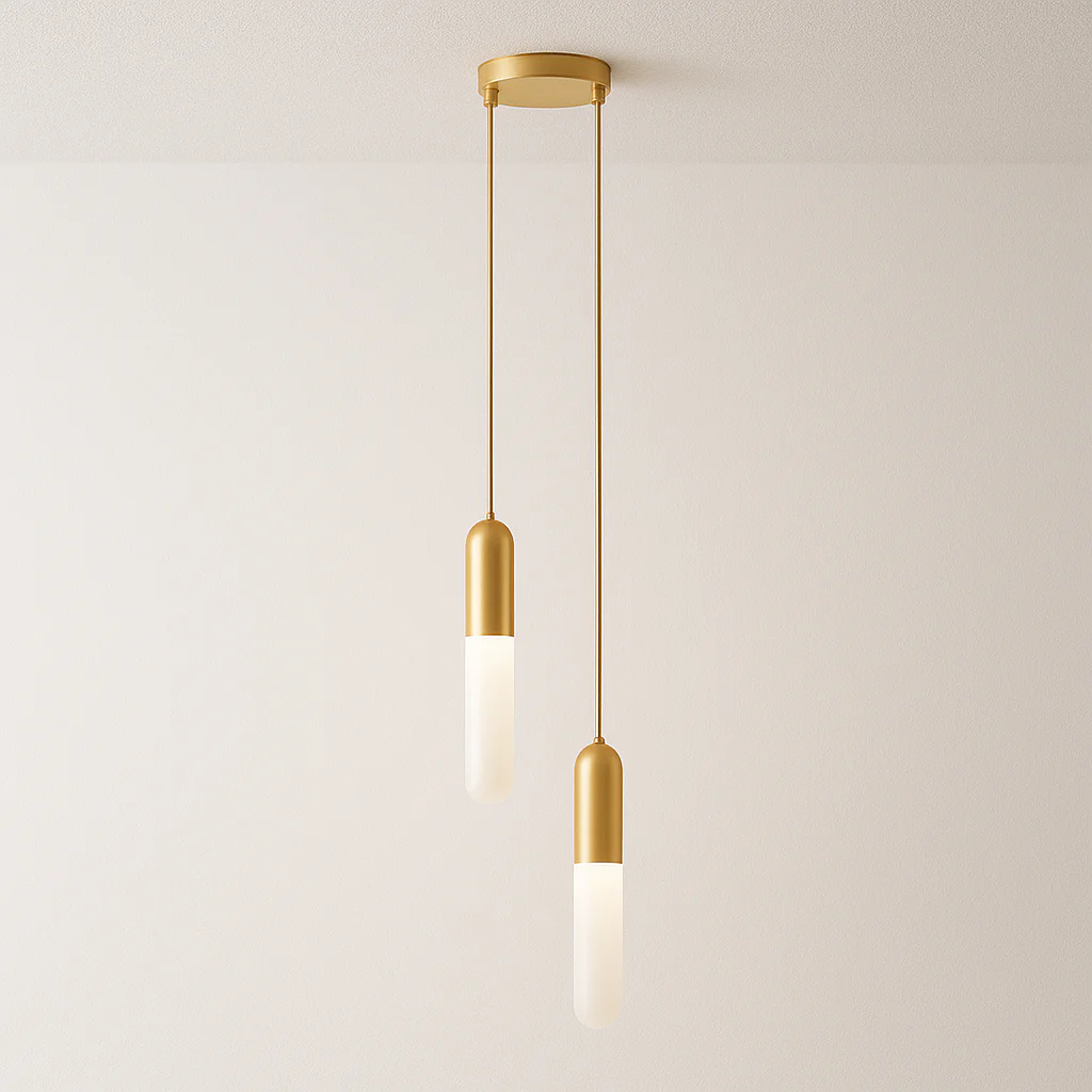 Luminária Pendente Moderno Minimalista Metal Dourado LED Pill - Image 6