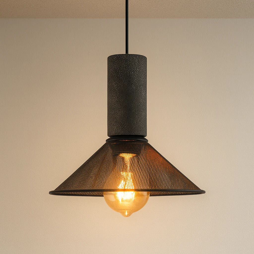 Luminária Pendente Industrial Retrô Vintage Granilite Metal Granilite Aramado Razzi - Image 4