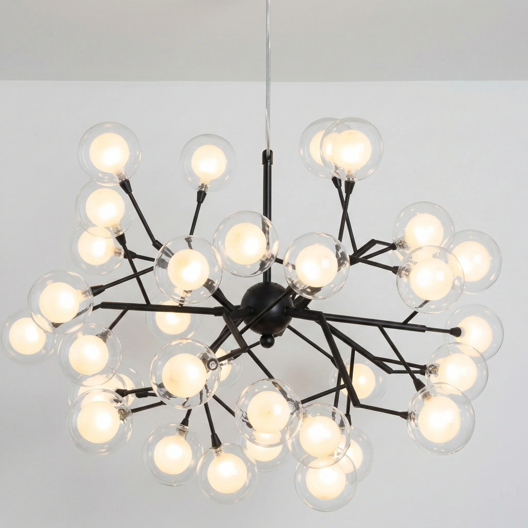 Luminária Pendente Moderno Industrial Vidro Metal Globos Preto LED Óbidos - Image 4