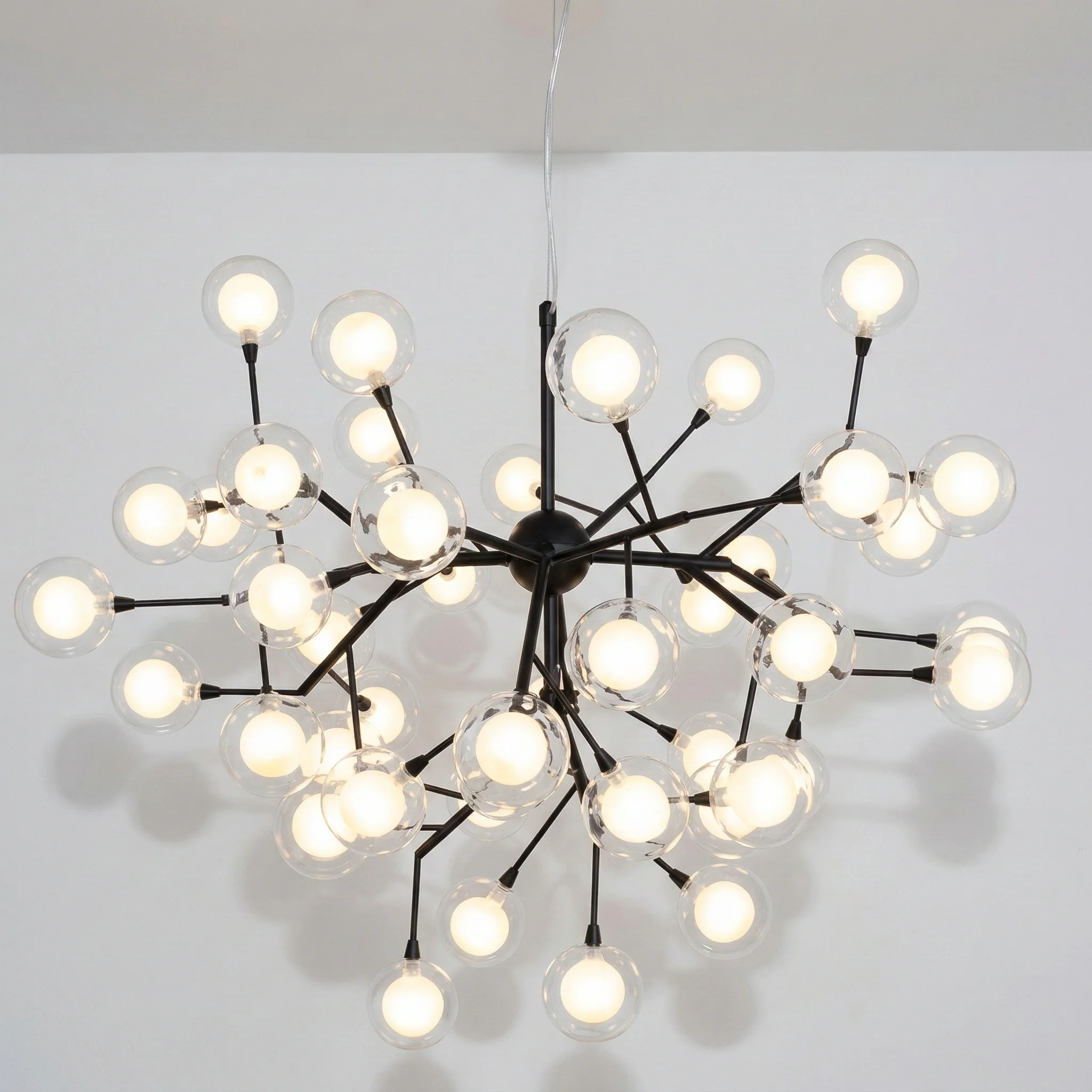 Luminária Pendente Moderno Industrial Vidro Metal Globos Preto LED Óbidos - Image 6