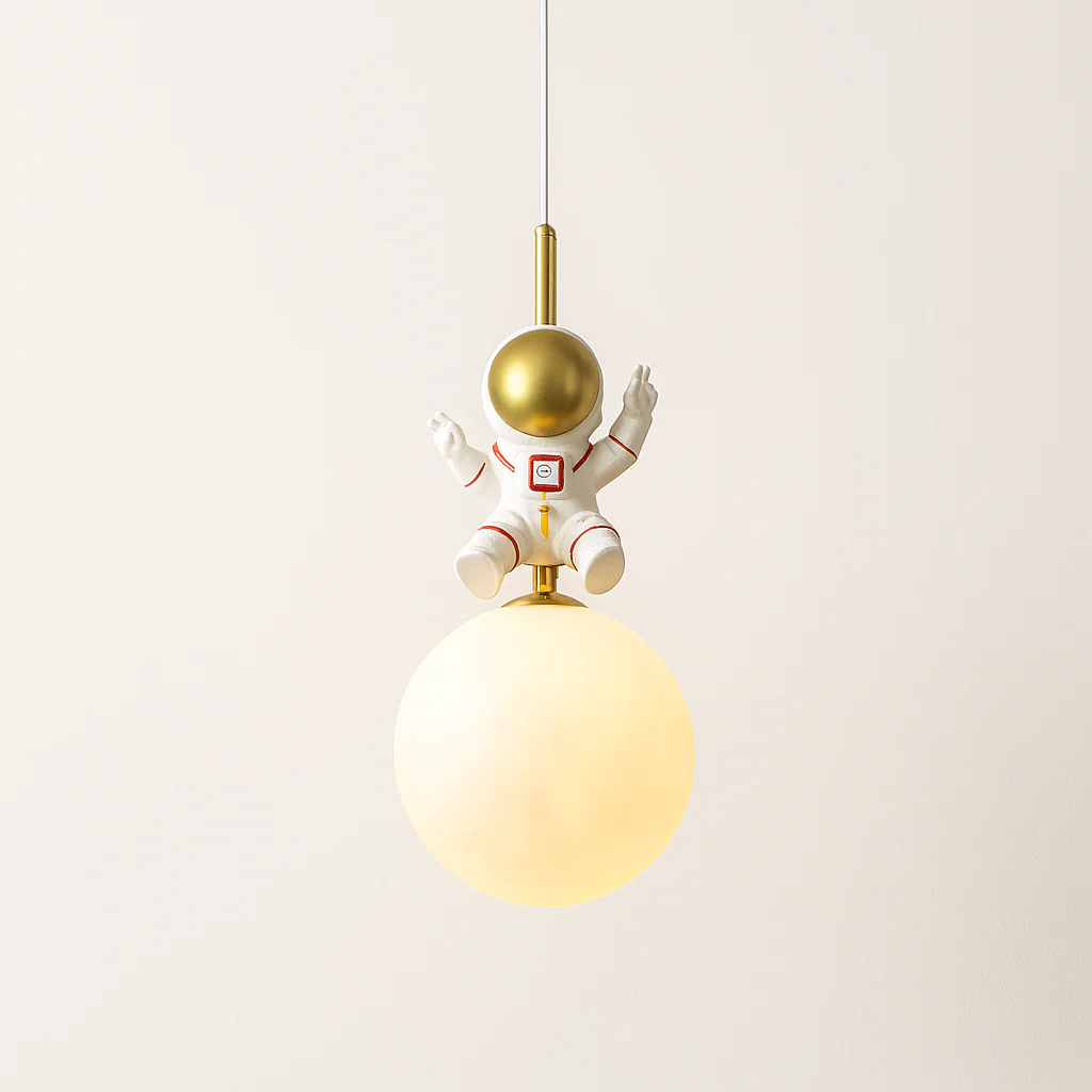 Luminária Pendente Infantil Moderno Resina Vidro Globo Lua Astronauta - Image 2