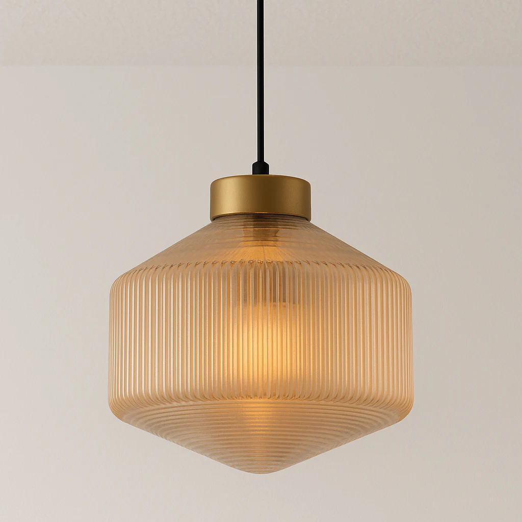 Luminária Pendente Moderno Minimalista Vidro Metal Canelado Avlon - Image 3
