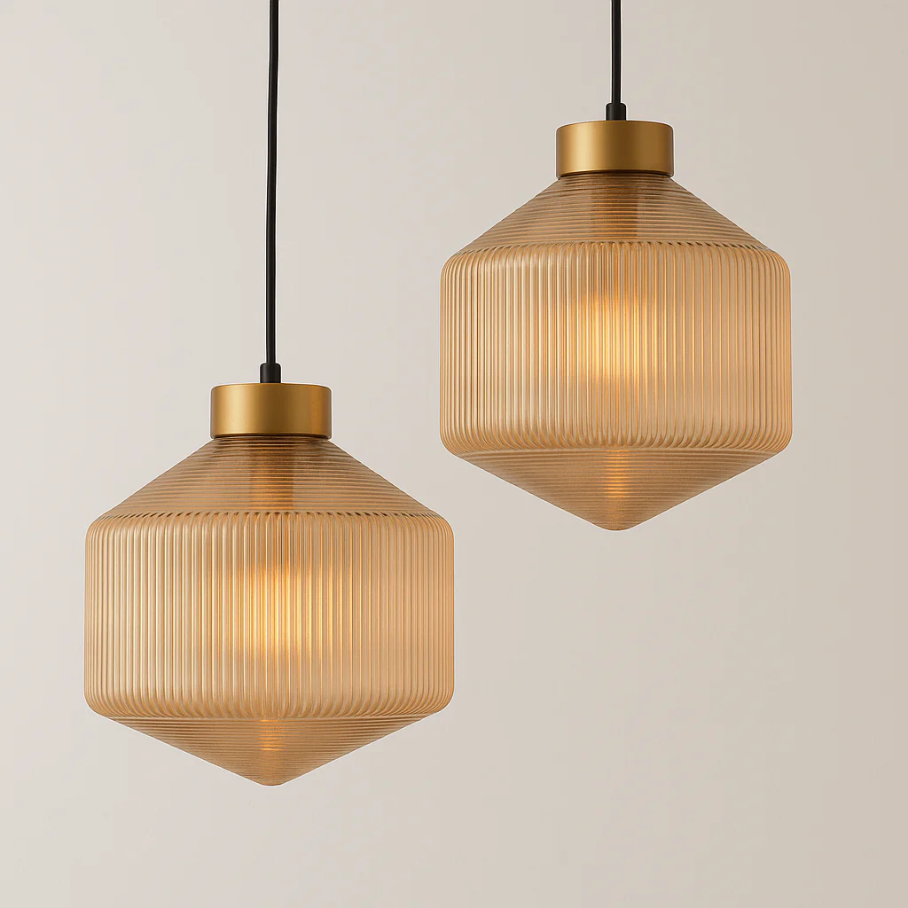 Luminária Pendente Moderno Minimalista Vidro Metal Canelado Avlon - Image 4