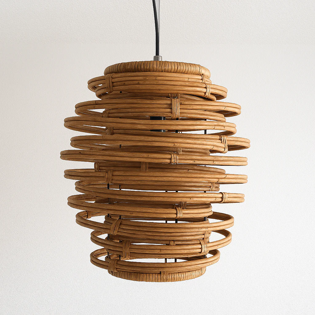 Luminária Pendente Rústico Moderno Rattan Vime Bee Nest