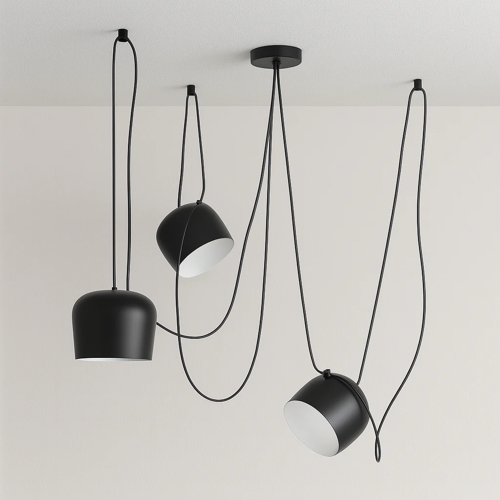 Luminária Pendente Articulado Moderno Minimalista Metal Preto Ø24cm