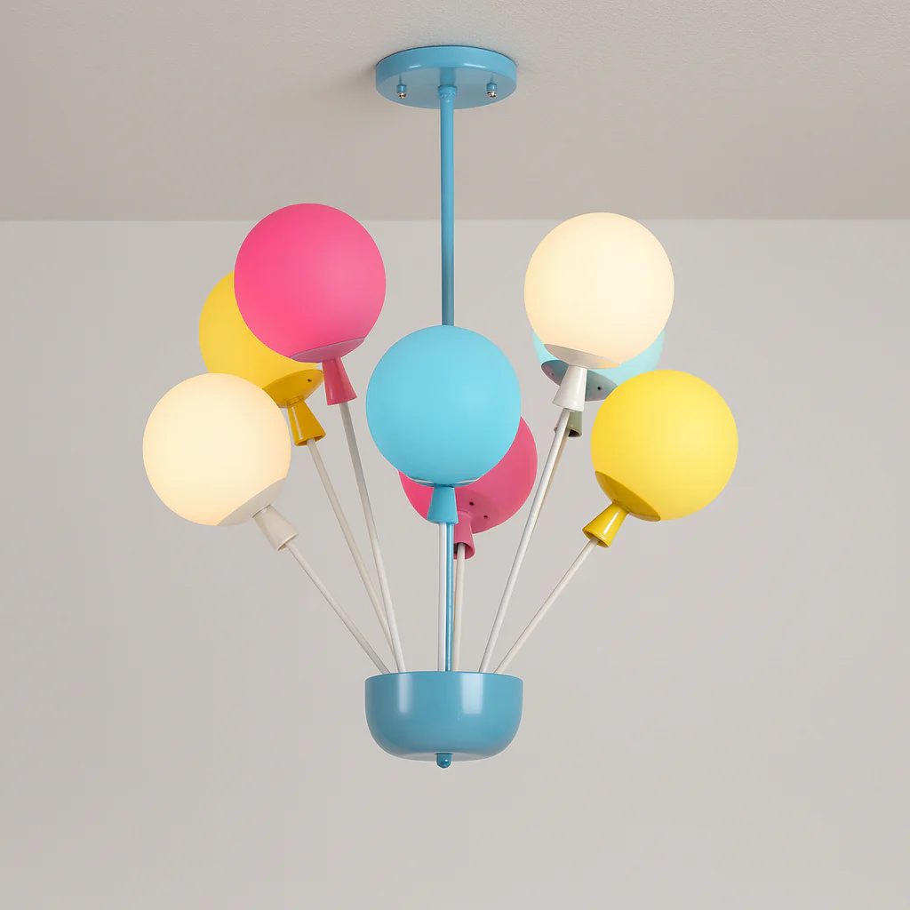 Luminária Pendente Infantil Moderno Madeira Metal Globos LED Shenly - Image 4