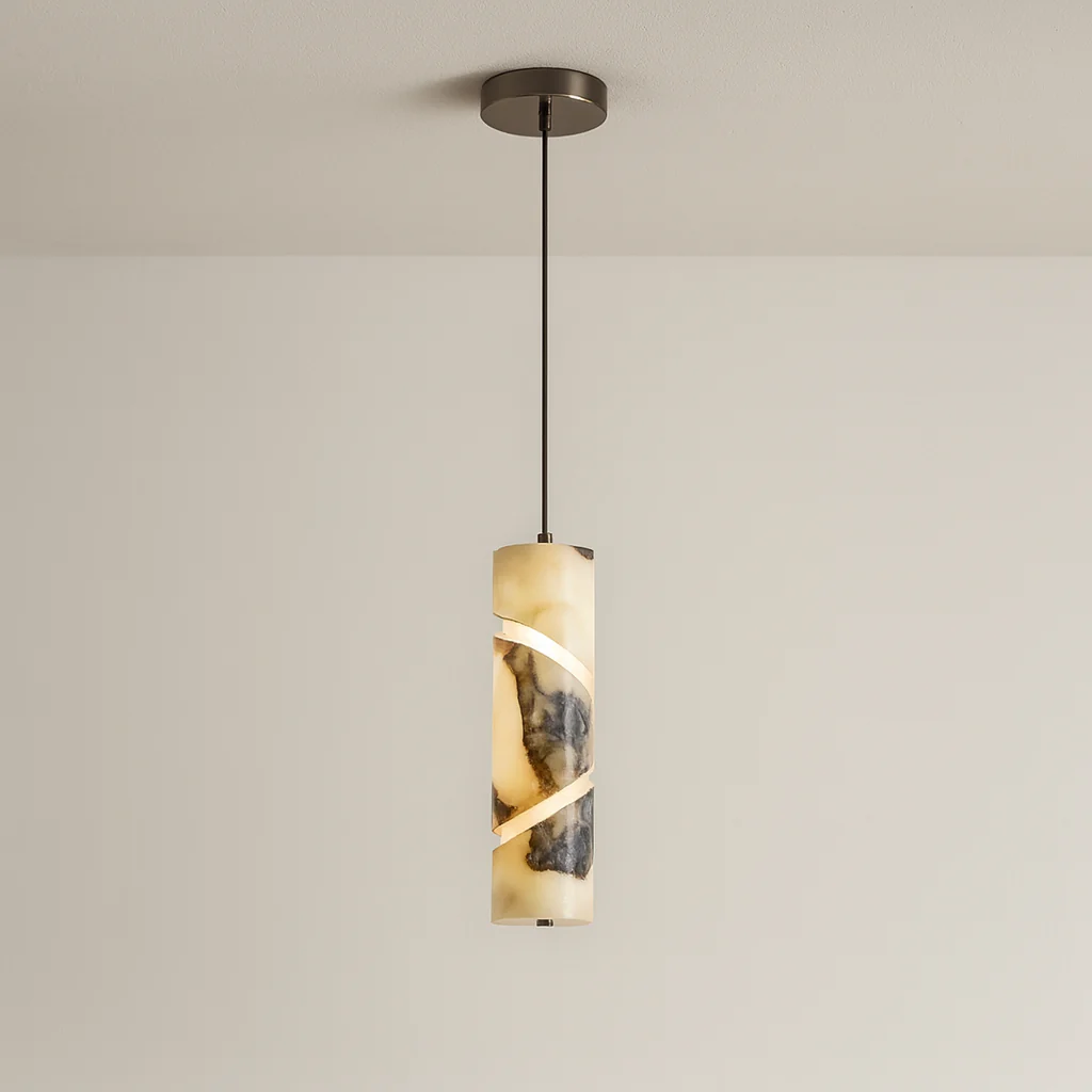 Luminária Pendente Moderno Minimalista Mármore Metal Sindi