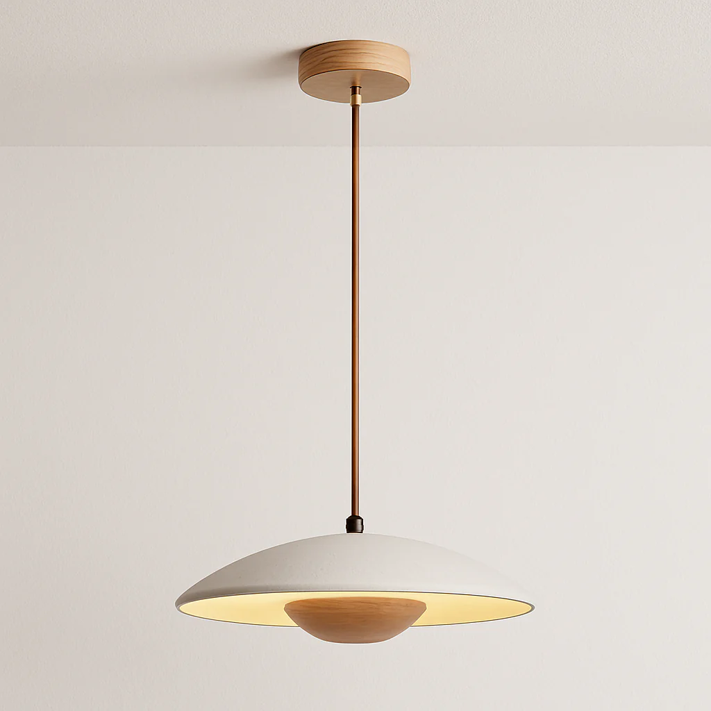Luminária Pendente Moderno Minimalista Madeira Pedra LED Gavot