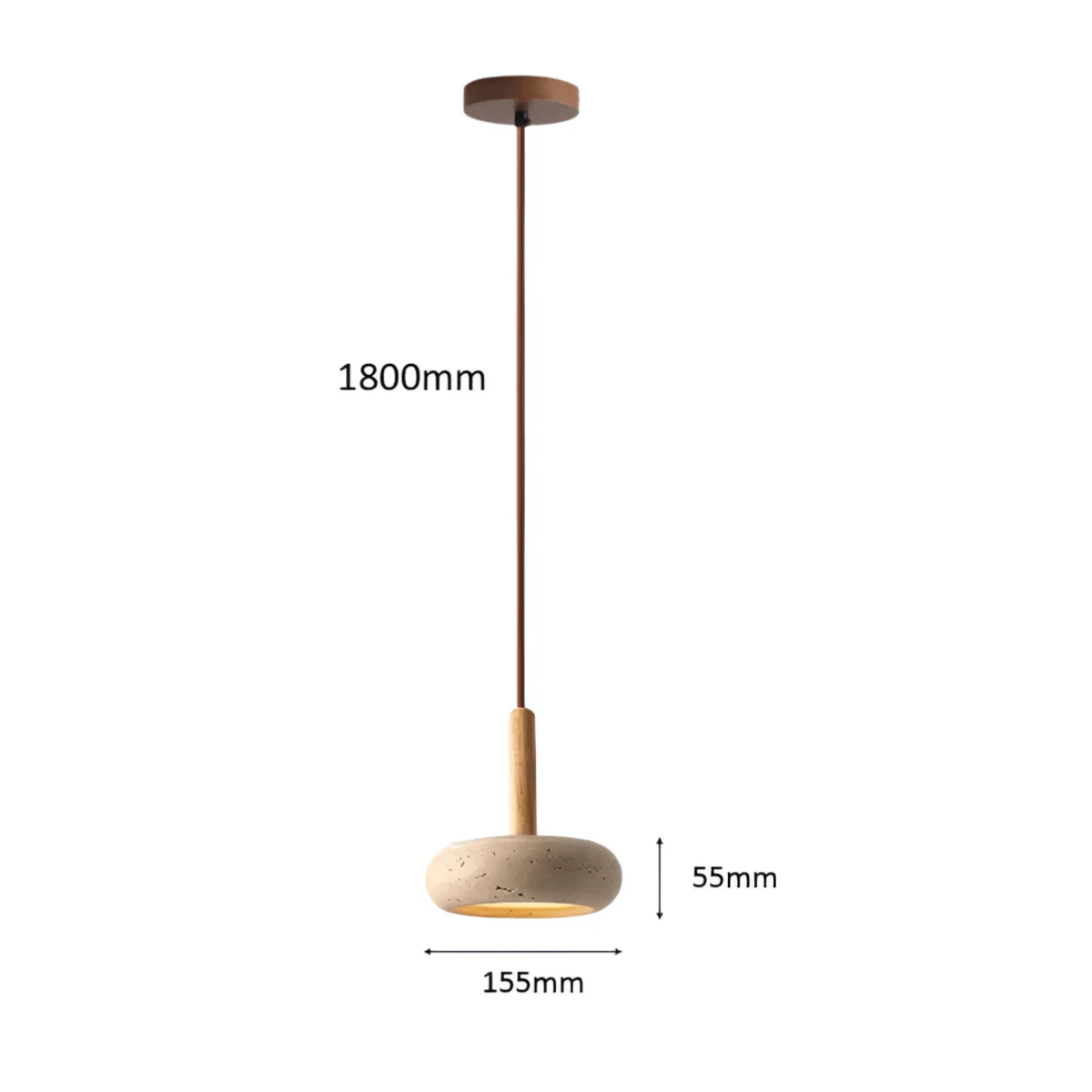 Luminária Pendente Moderno Minimalista Madeira Carvalho Mármore Travertino Vitta - Image 8