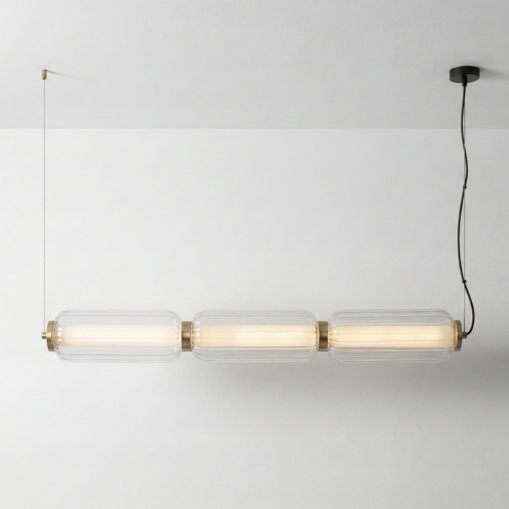 Luminária Pendente Moderno Minimalista Vidro Metal Linear LED Asher