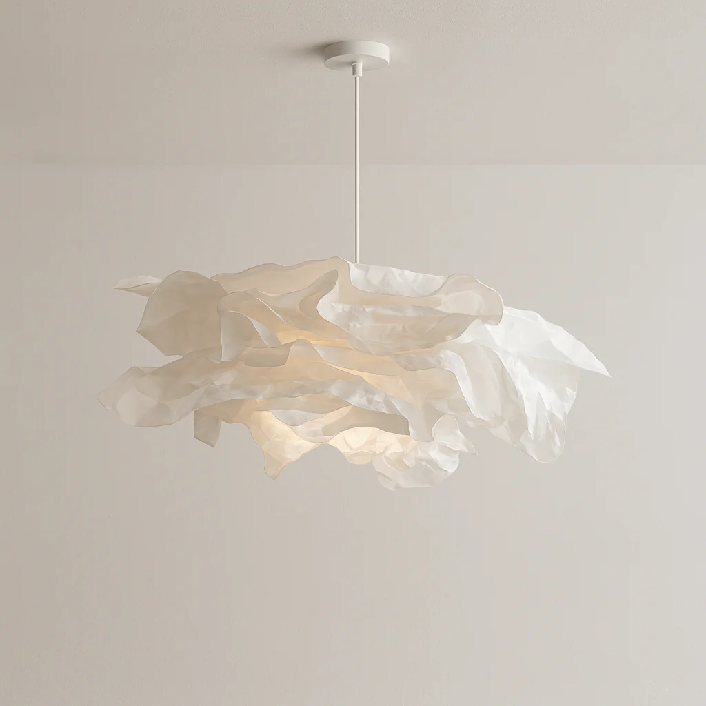 Luminária Pendente Moderno Minimalista Papel Metal Branco Livadi
