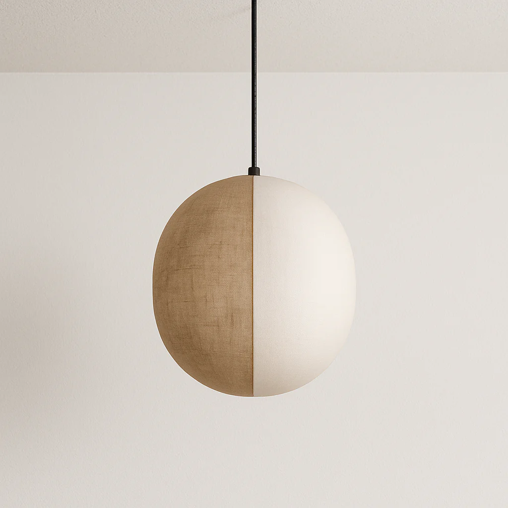 Luminária Pendente Moderno Minimalista Tecido Metal Bege LED Miralum - Image 3