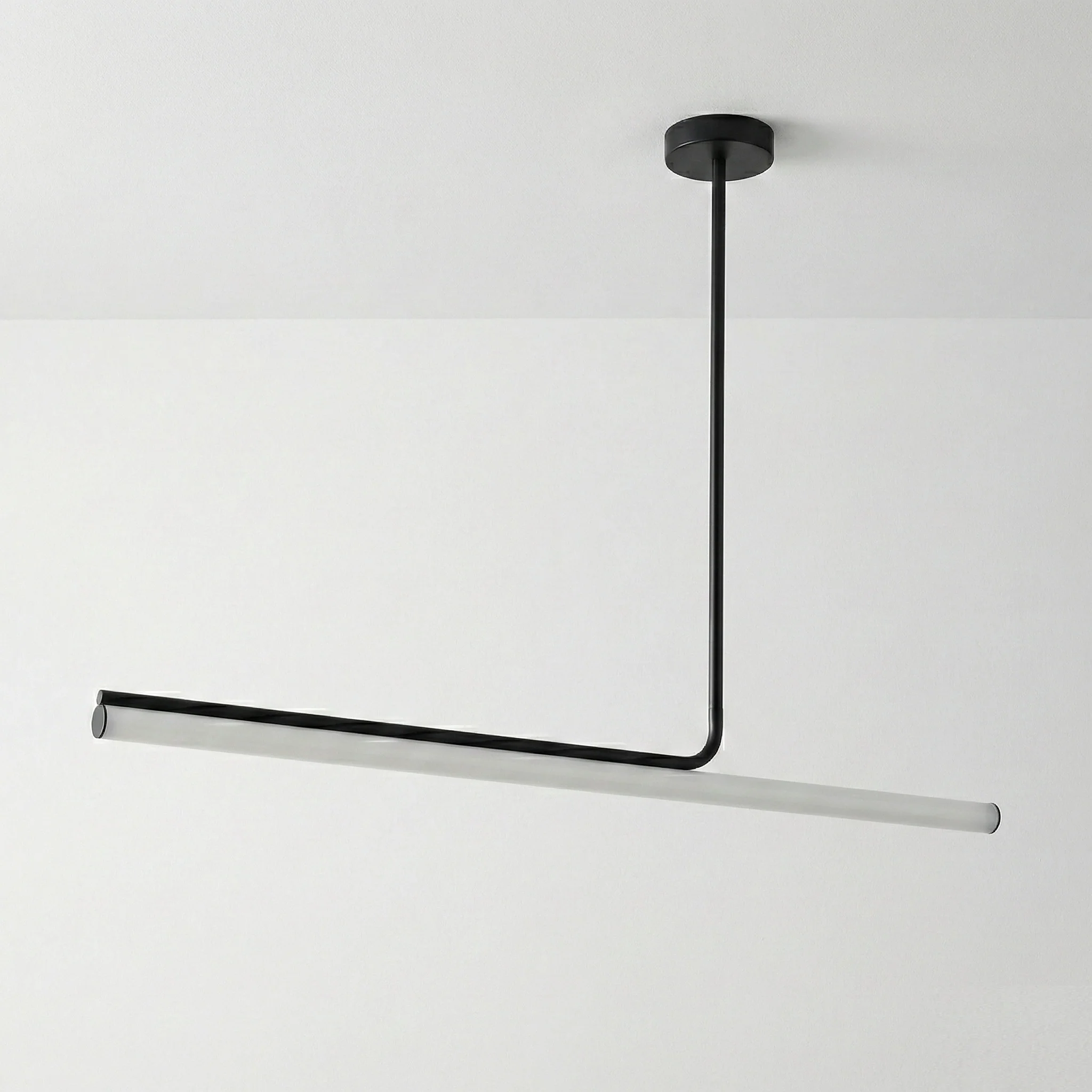 Luminária Pendente Moderno Minimalista Metal Linear Preto LED Belga