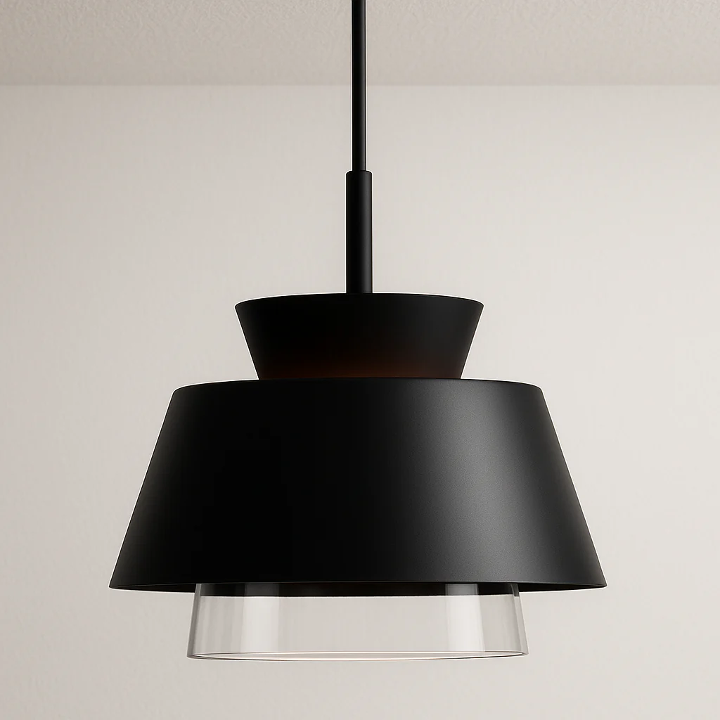 Luminária Pendente Moderno Minimalista Vidro Metal Preto Linq