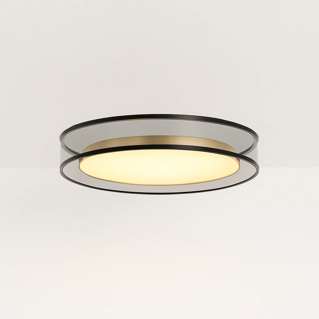 Luminária de Teto Plafon Sobrepor Redondo Moderno Minimalista Vidro Metal LED Lustrous
