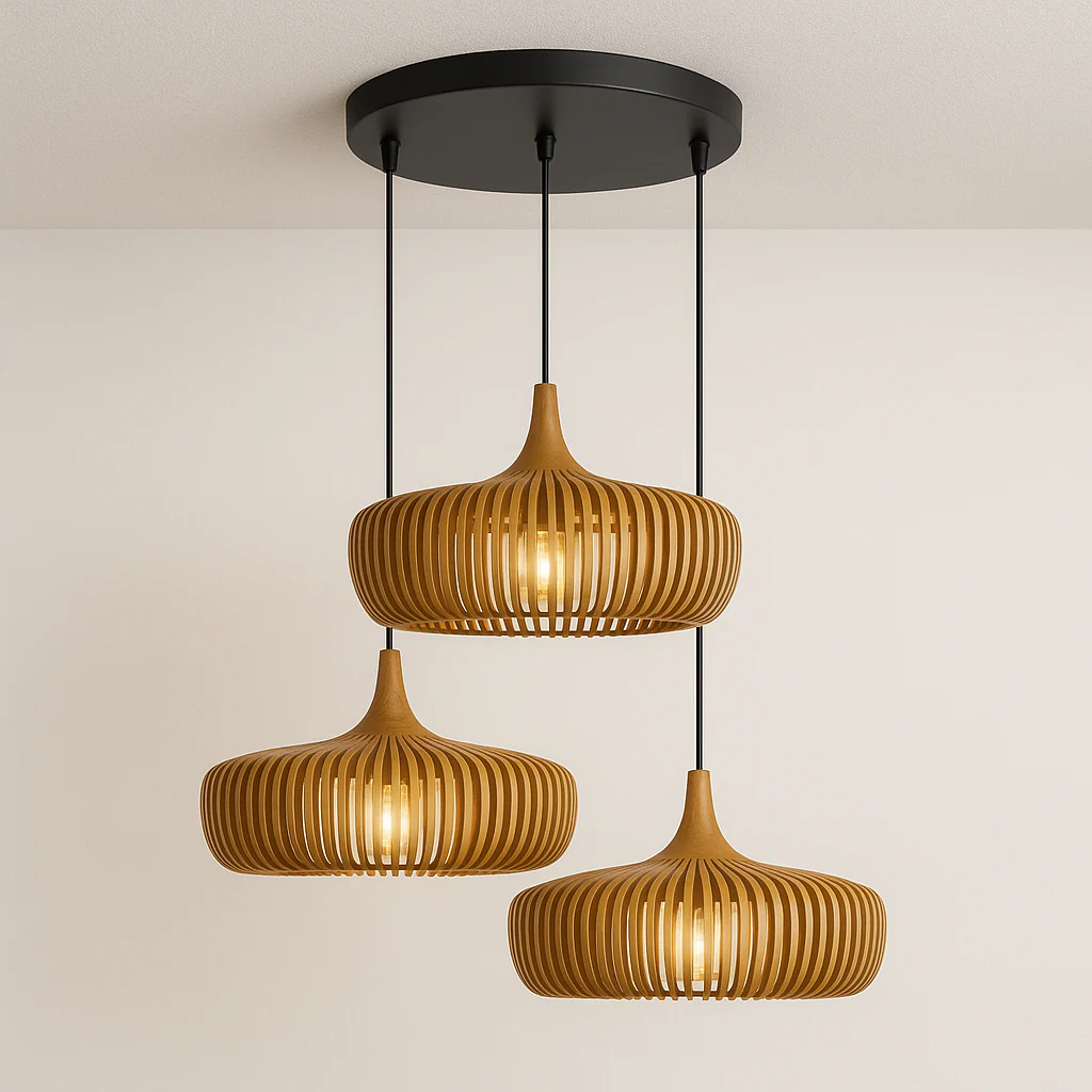 Luminária Pendente Moderno Minimalista Madeira Mogan - Image 10