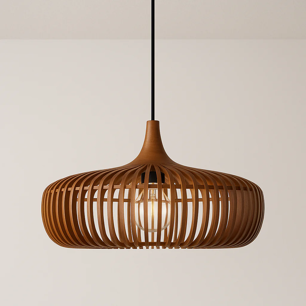 Luminária Pendente Moderno Minimalista Madeira Mogan - Image 3