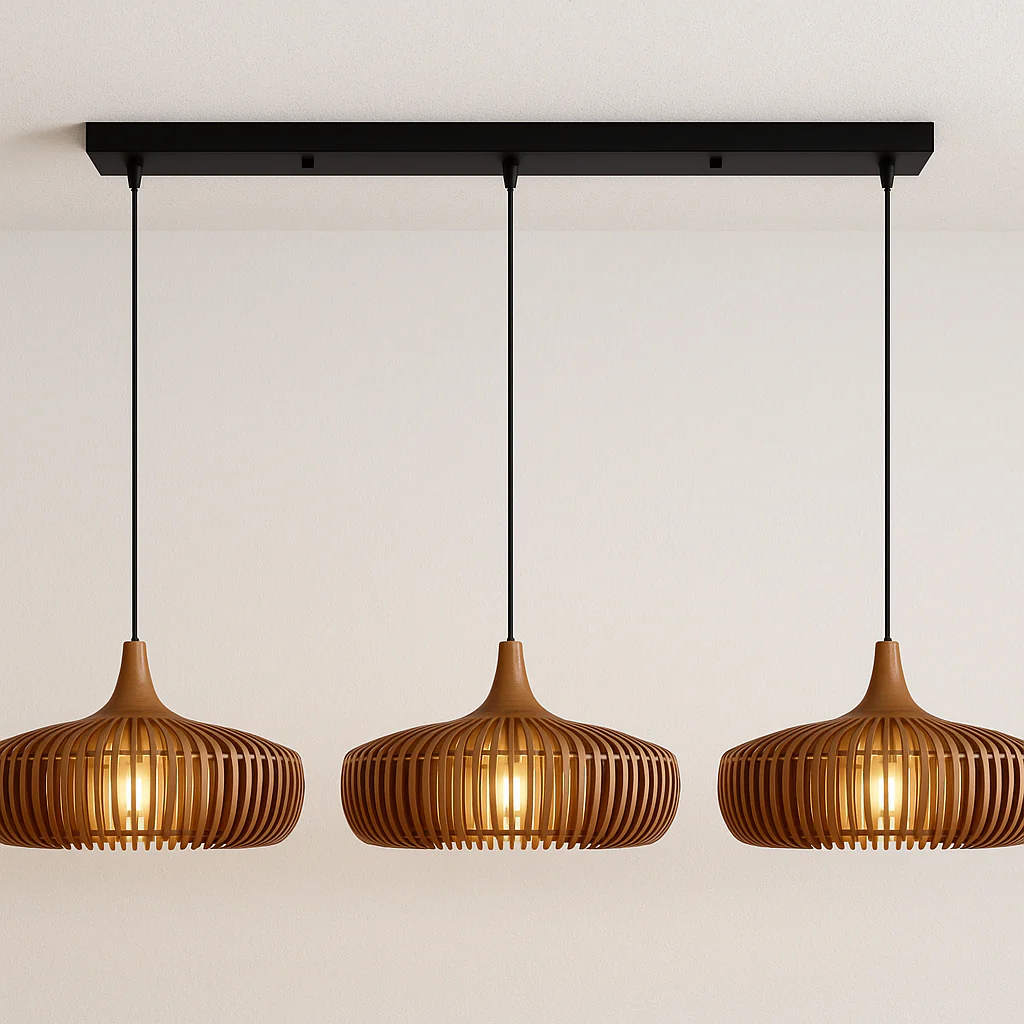 Luminária Pendente Moderno Minimalista Madeira Mogan - Image 7