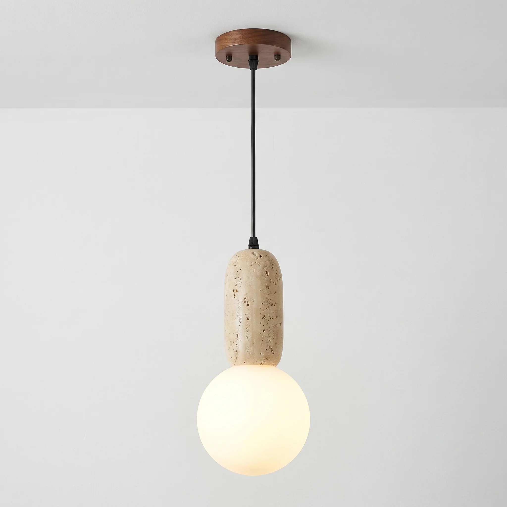 Luminária Pendente Moderna Minimalista Mármore Vidro Chiro