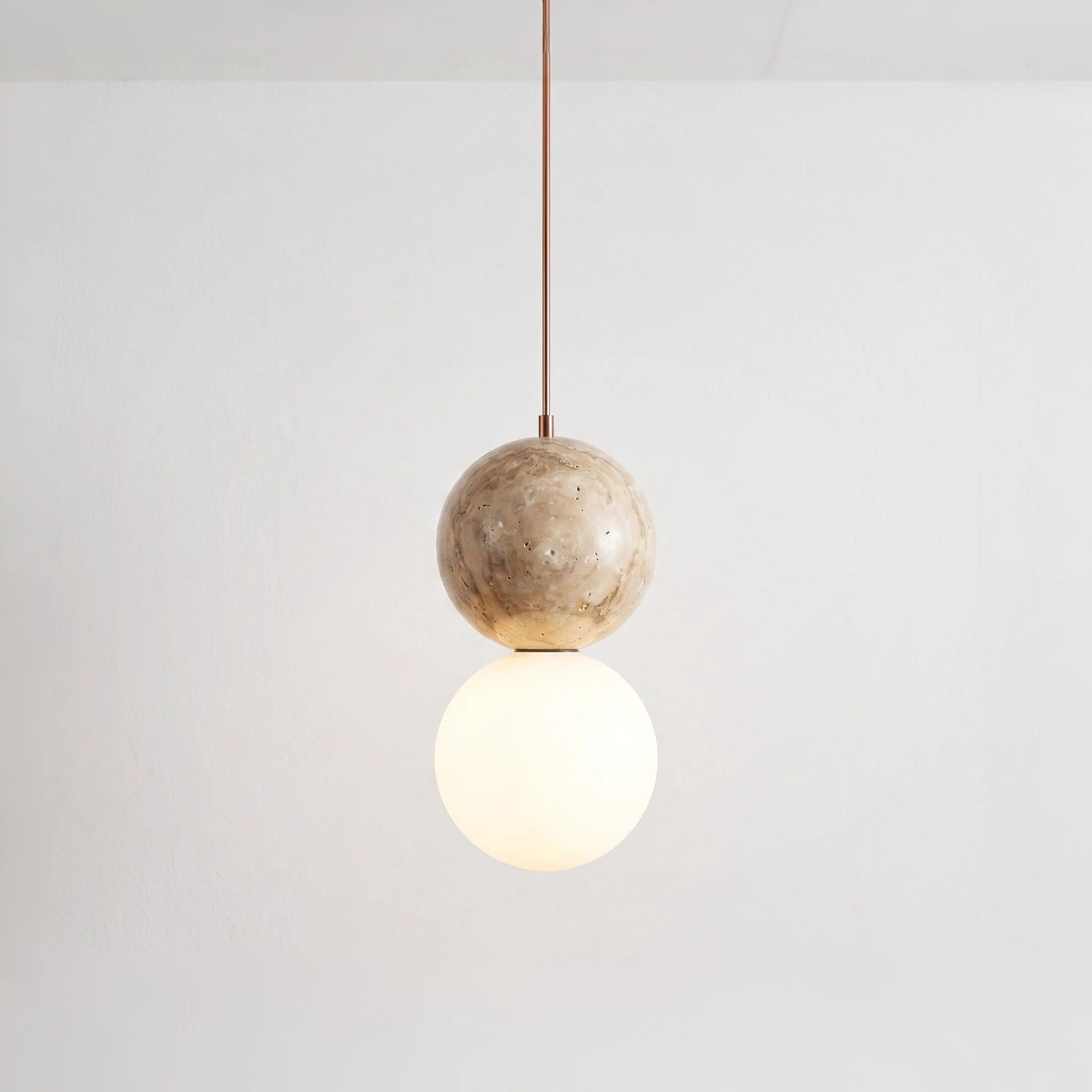 Luminária Pendente Moderna Minimalista Mármore Vidro Gelemso