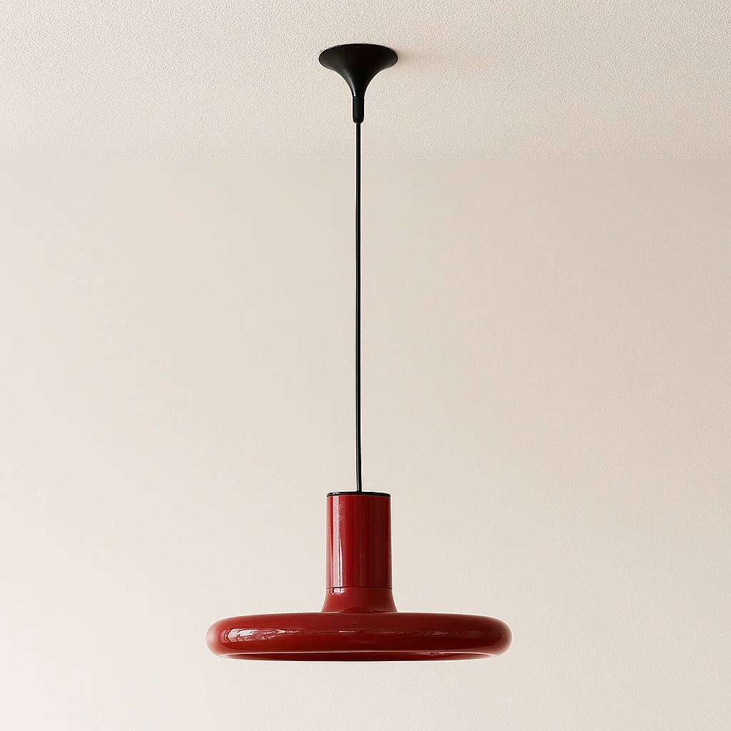 Luminária Pendente Retrô Vintage Metal Vermelho Atilla