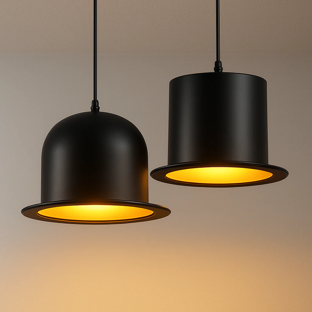 Luminária Pendente Moderno Minimalista Metal Preto Magic Hat