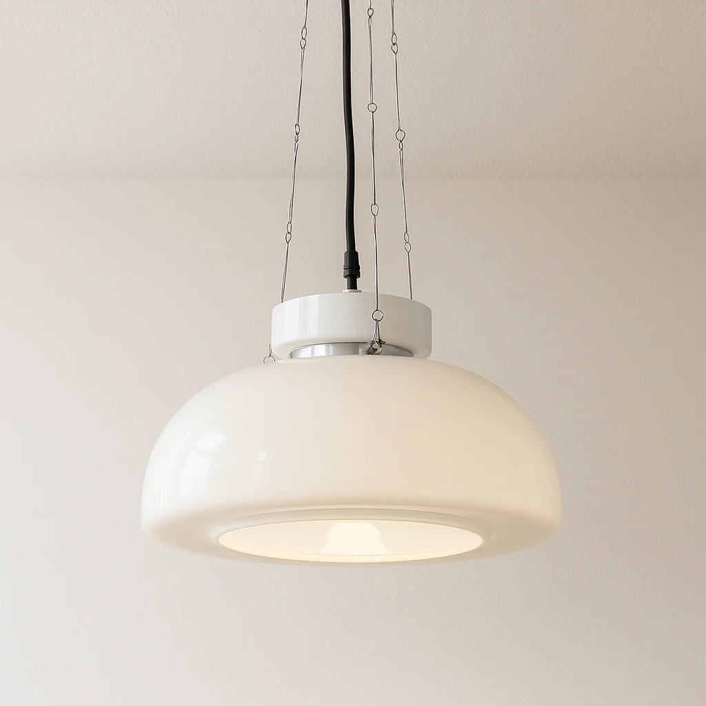 Luminária Pendente Moderno Minimalista Vidro Metal Branco Novi