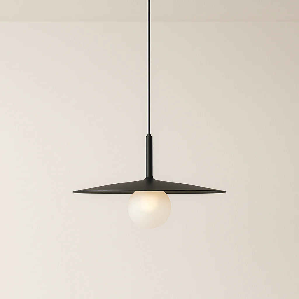 Luminária Pendente Moderno Minimalista Vidro Metal Globo Preto Reid