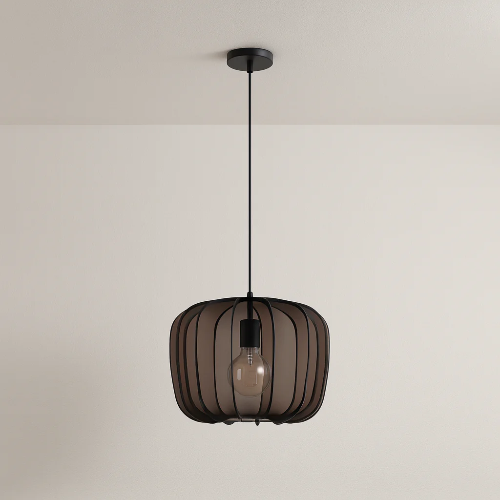 Luminária Pendente Moderno Minimalista Tecido Metal Marrom Morgaro