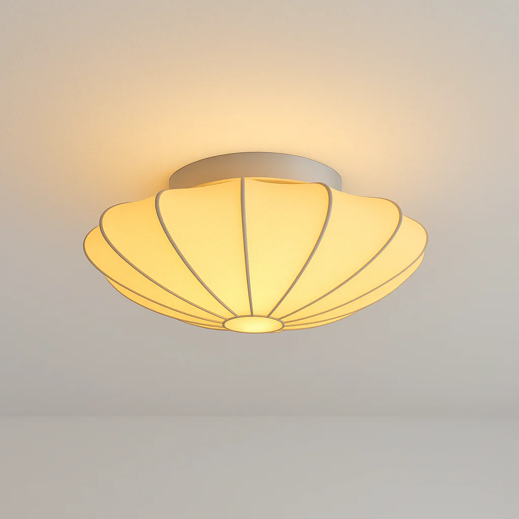 Luminária de Teto Plafon Sobrepor Orgânico Moderno Minimalista Seda Metal Off-white Timeless
