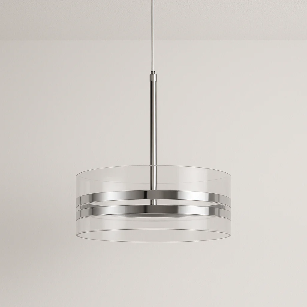 Luminária Pendente Moderno Minimalista Vidro Metal Prata LED Venust