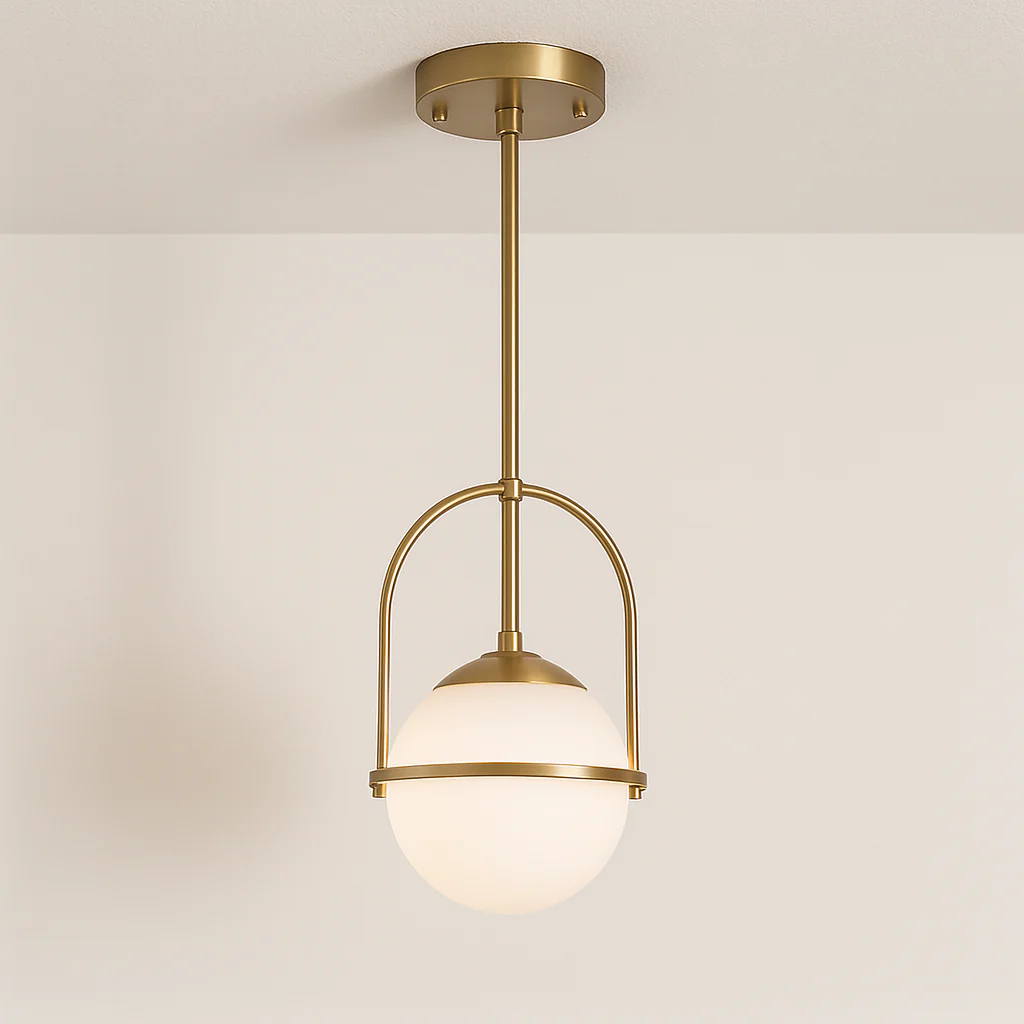 Luminária Pendente Moderno Minimalista Vidro Metal Globo Dourado Haloé