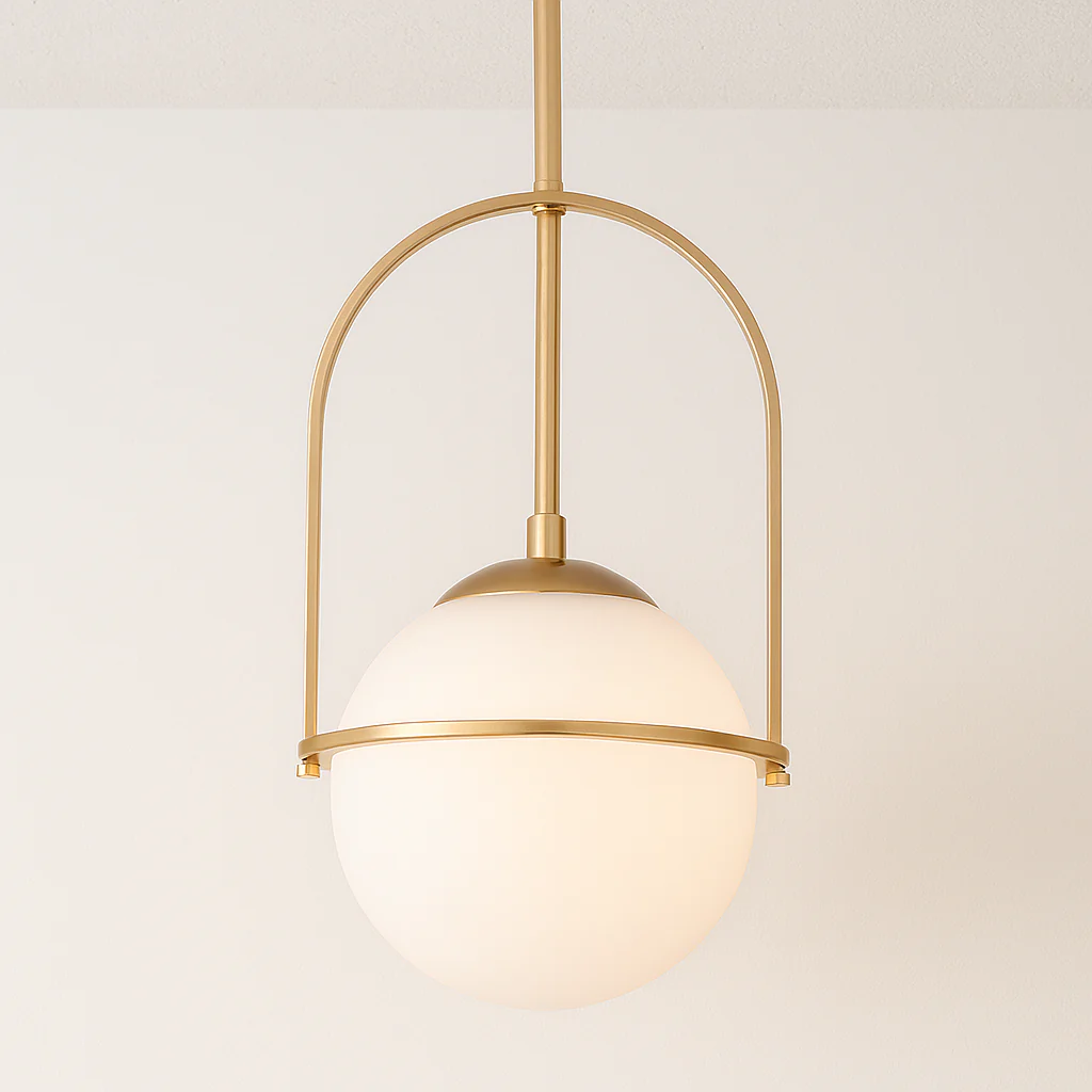 Luminária Pendente Moderno Minimalista Vidro Metal Globo Dourado Haloé - Image 2