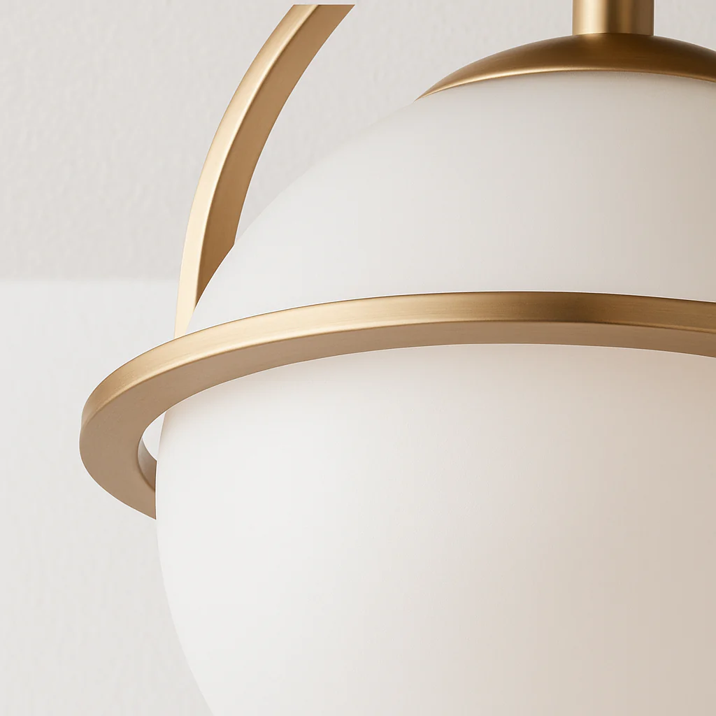 Luminária Pendente Moderno Minimalista Vidro Metal Globo Dourado Haloé - Image 3